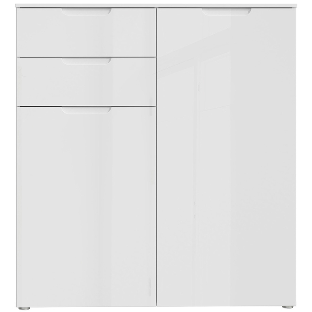 Florence Sienna 2 Door 2 Drawer White High Gloss Cabinet Image 3