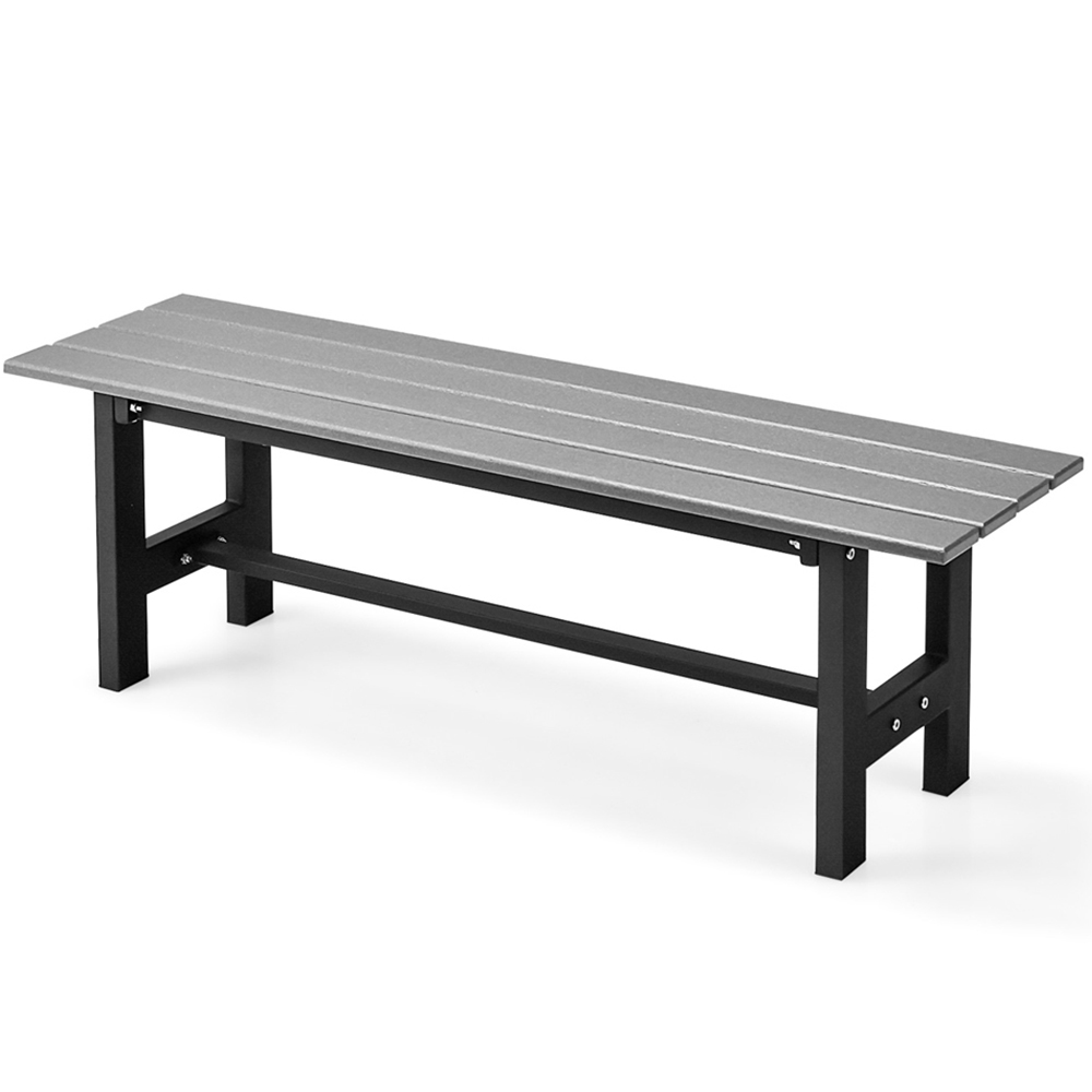 Costway 2 Seater Grey Outdoor Bench with Slatted Seat Image 2