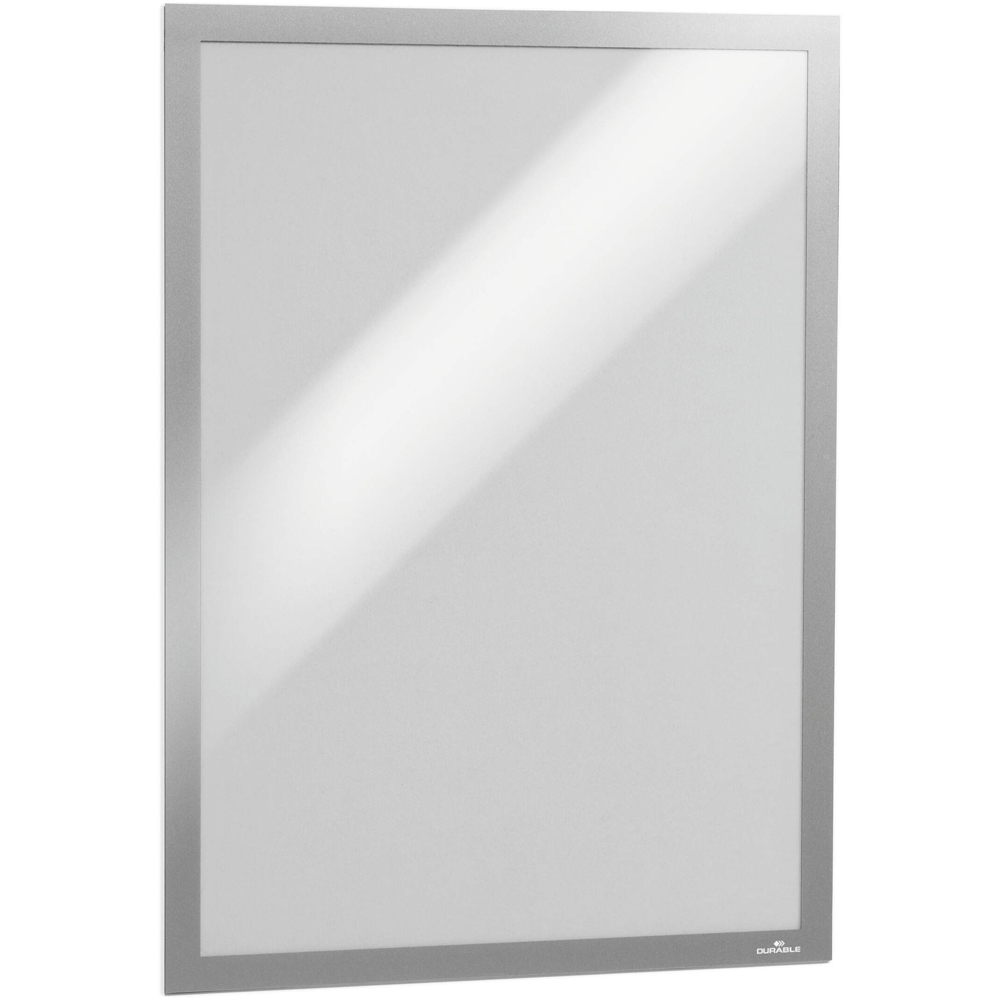 Durable Duraframe A3 Silver Self Adhesive Magnetic Signage Frame 2 Pack Image 1