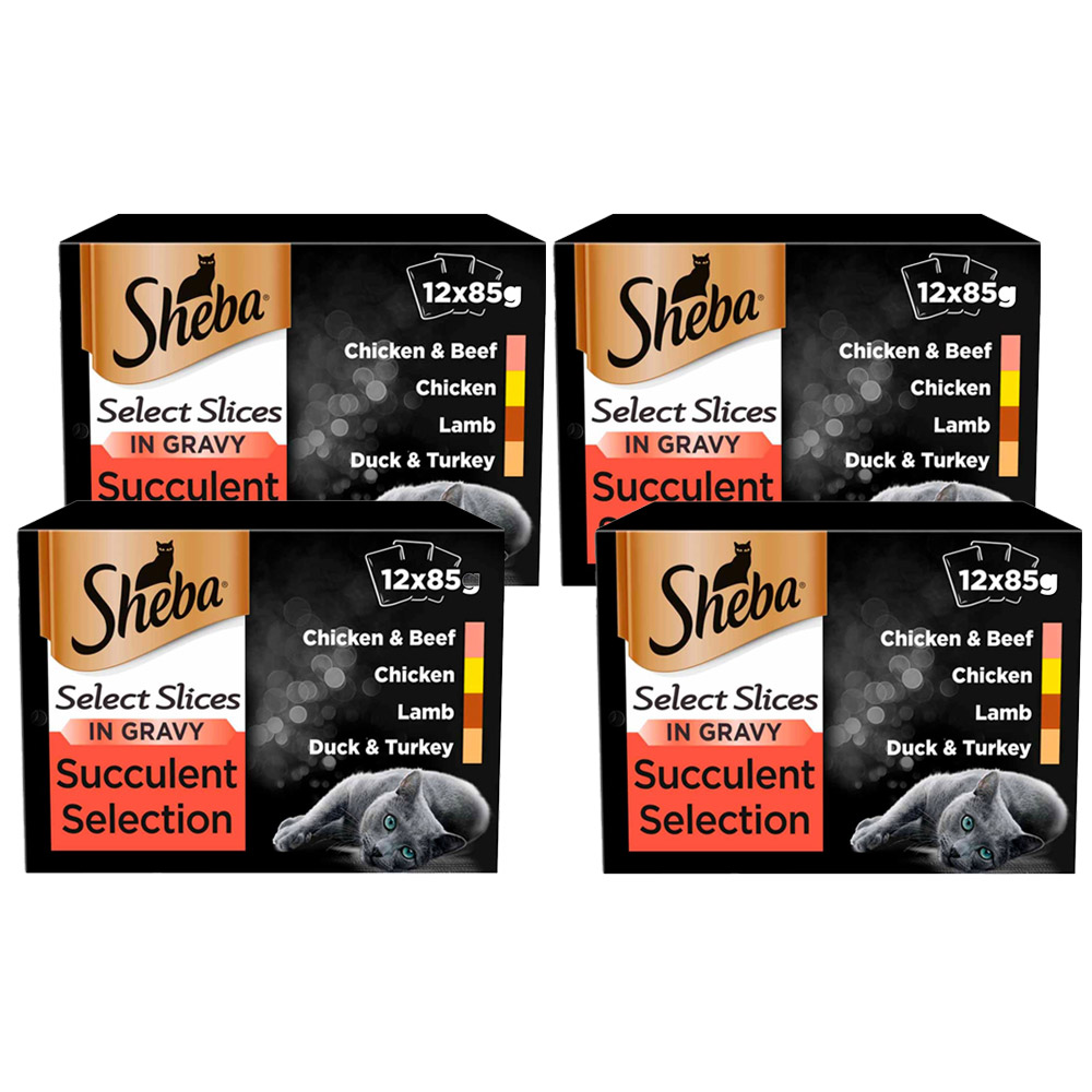Sheba Select Slices Succulent Cat Food Pouches in Gravy 85g Case of 4 x 12 Pack Image 1
