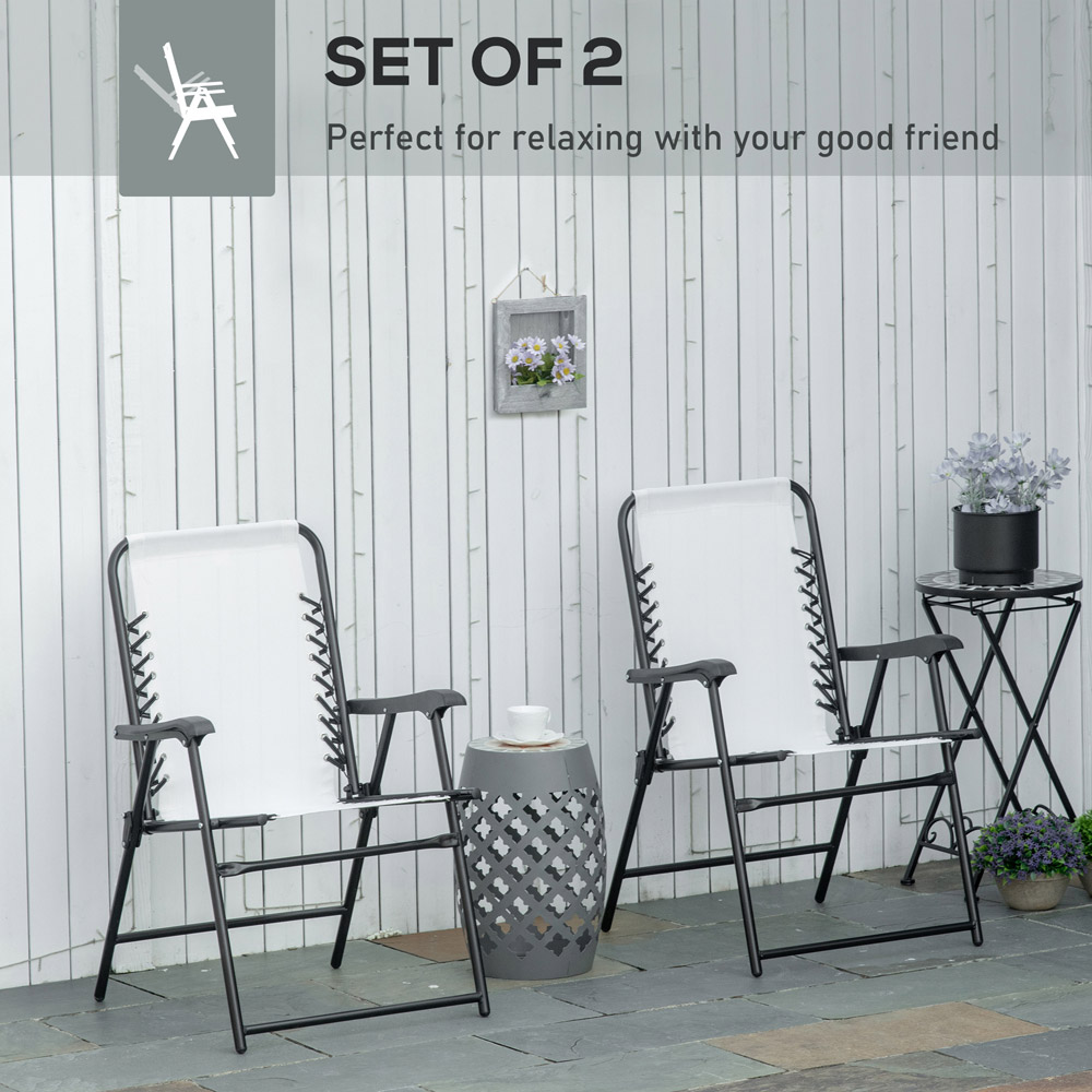 Outsunny Set of 2 Cream White Foldable Deck Chair Image 4