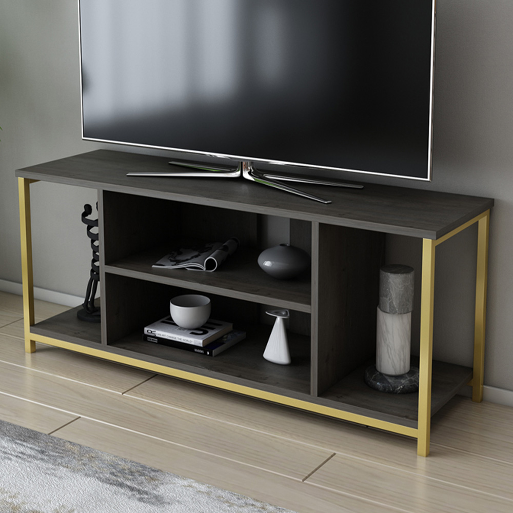 Decorotika Rinaldo 4 Shelf Gold Frig TV Stand for 55 inch TV Image 1