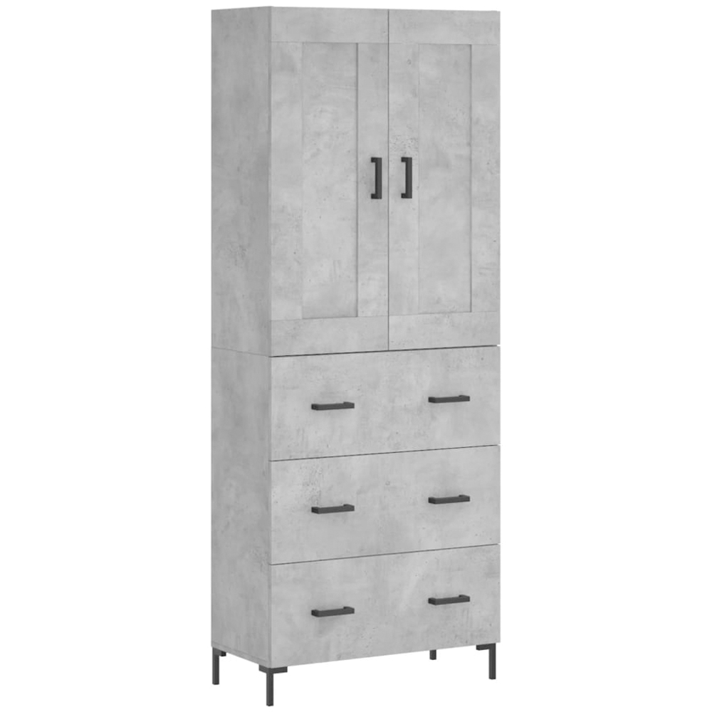 vidaXL 2 Door 3 Drawer Concrete Grey Tall Highboard Image 2