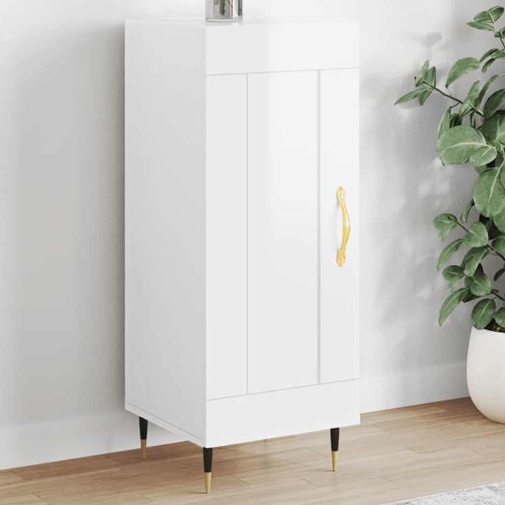 vidaXL Single Door High Gloss White Sideboard Image 1