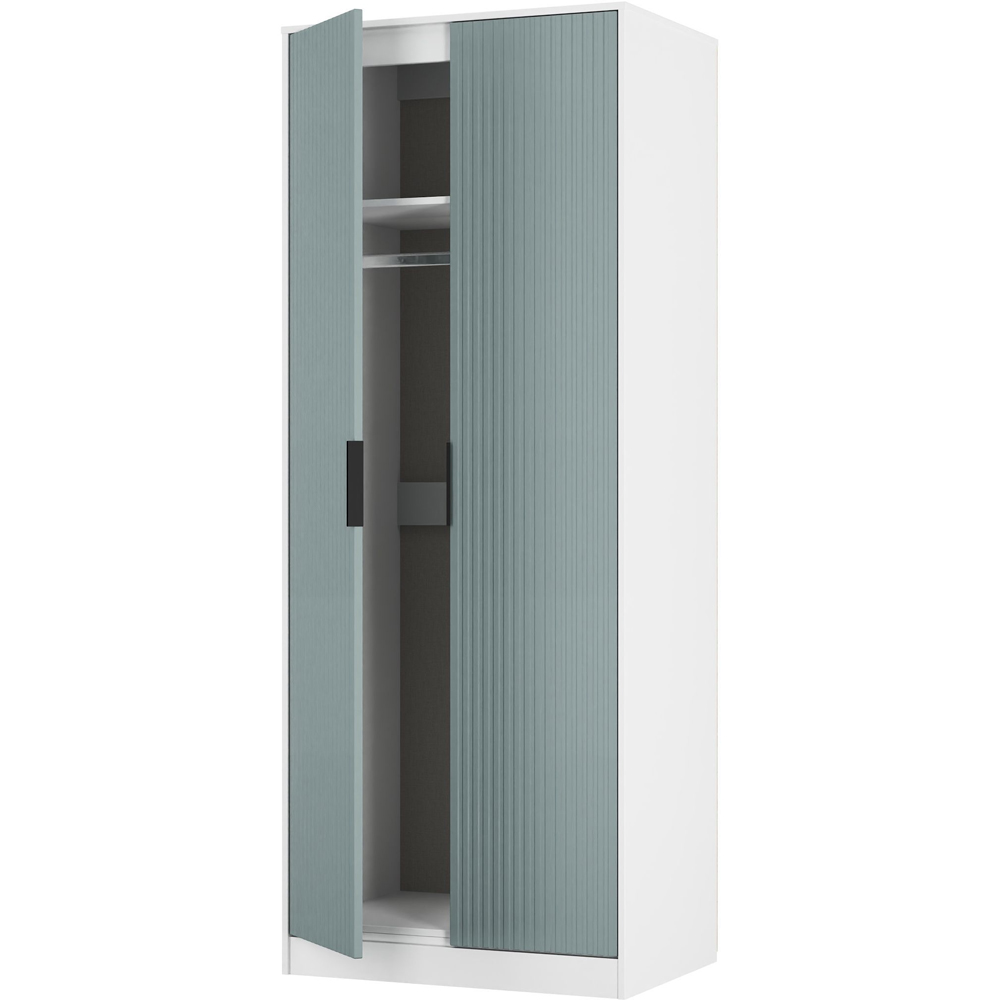 Crowndale Fluted 2 Door Duck and White Matt Tall Wardrobe Ready Assembled Image 6