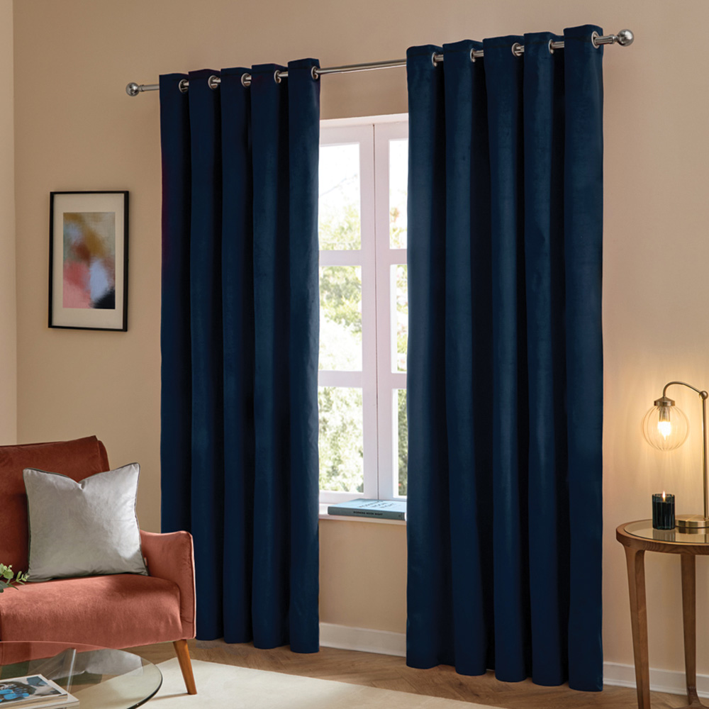 Furn The Ultimate Royal Velvet Fully Lined Eyelet Curtains 168 x 137cm Image 1
