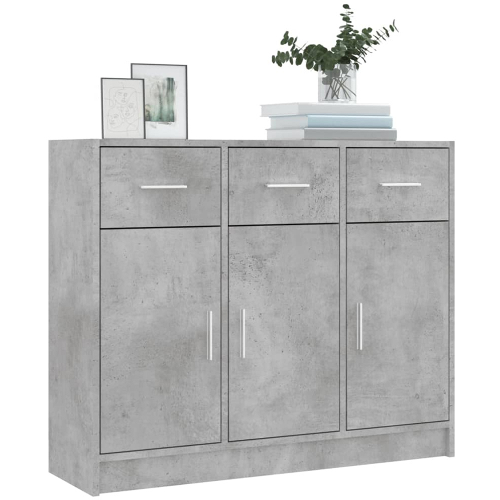 vidaXL 3 Door 3 Drawer Concrete Grey Sideboard Image 3