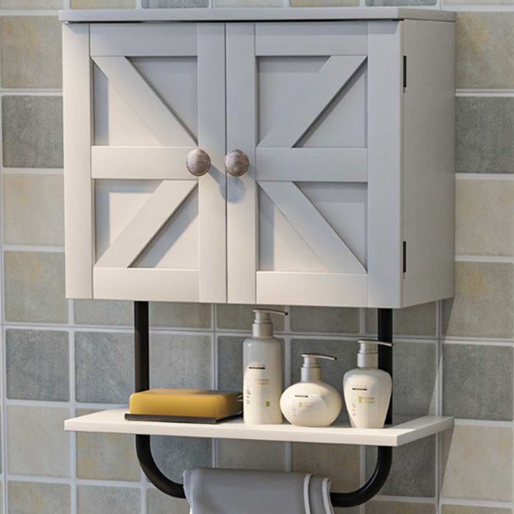 Costway 2 Door Single Shelf White Wall Mounted Bathroom Cabinet Image 1