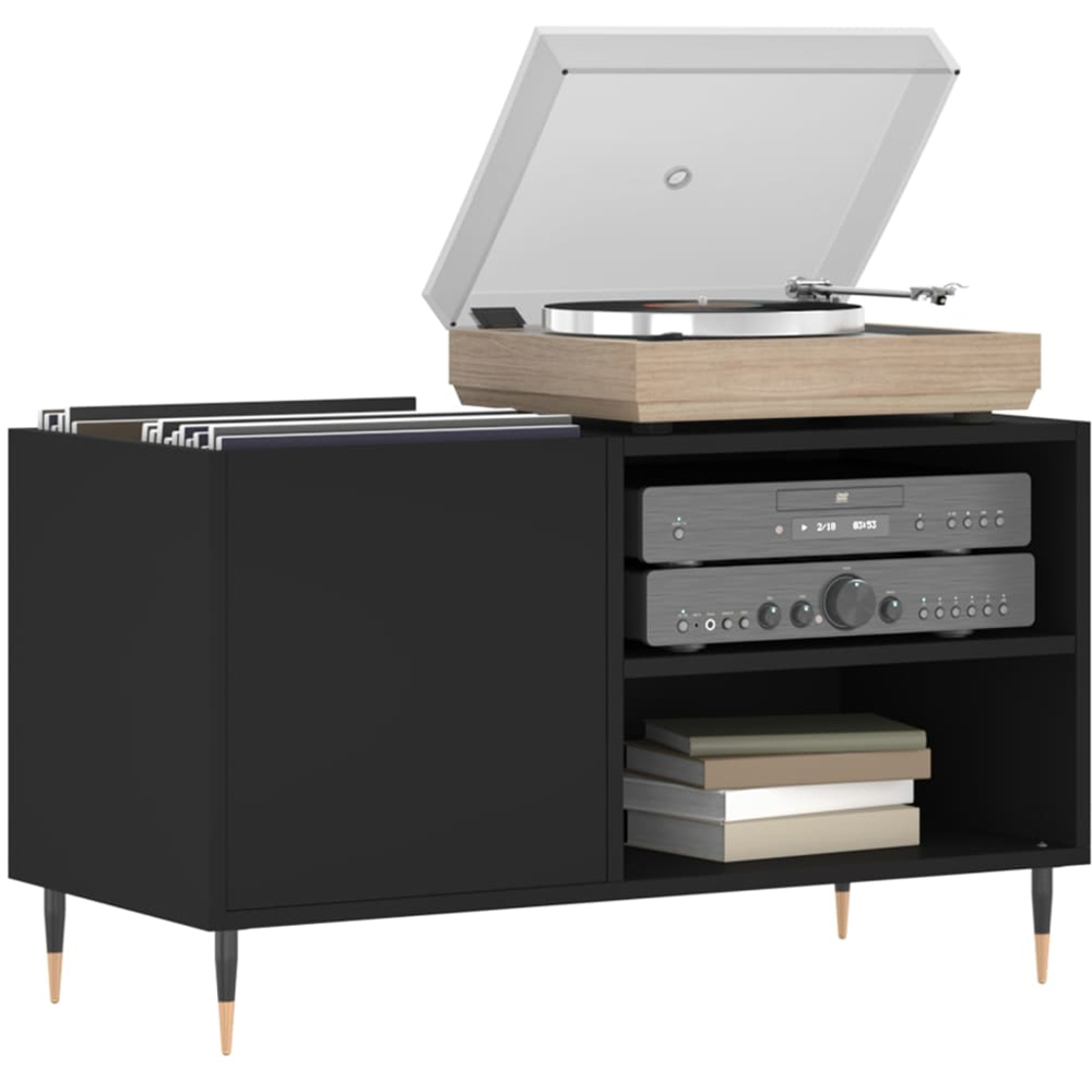 vidaXL 2 Shelf Black Record Cabinet Image 3