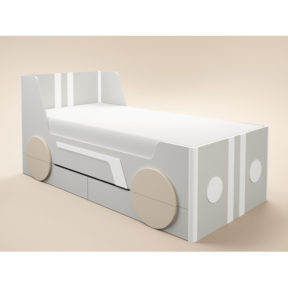 Flair Cooper Single Grey and Beige Car Bed with Drawers Image 2