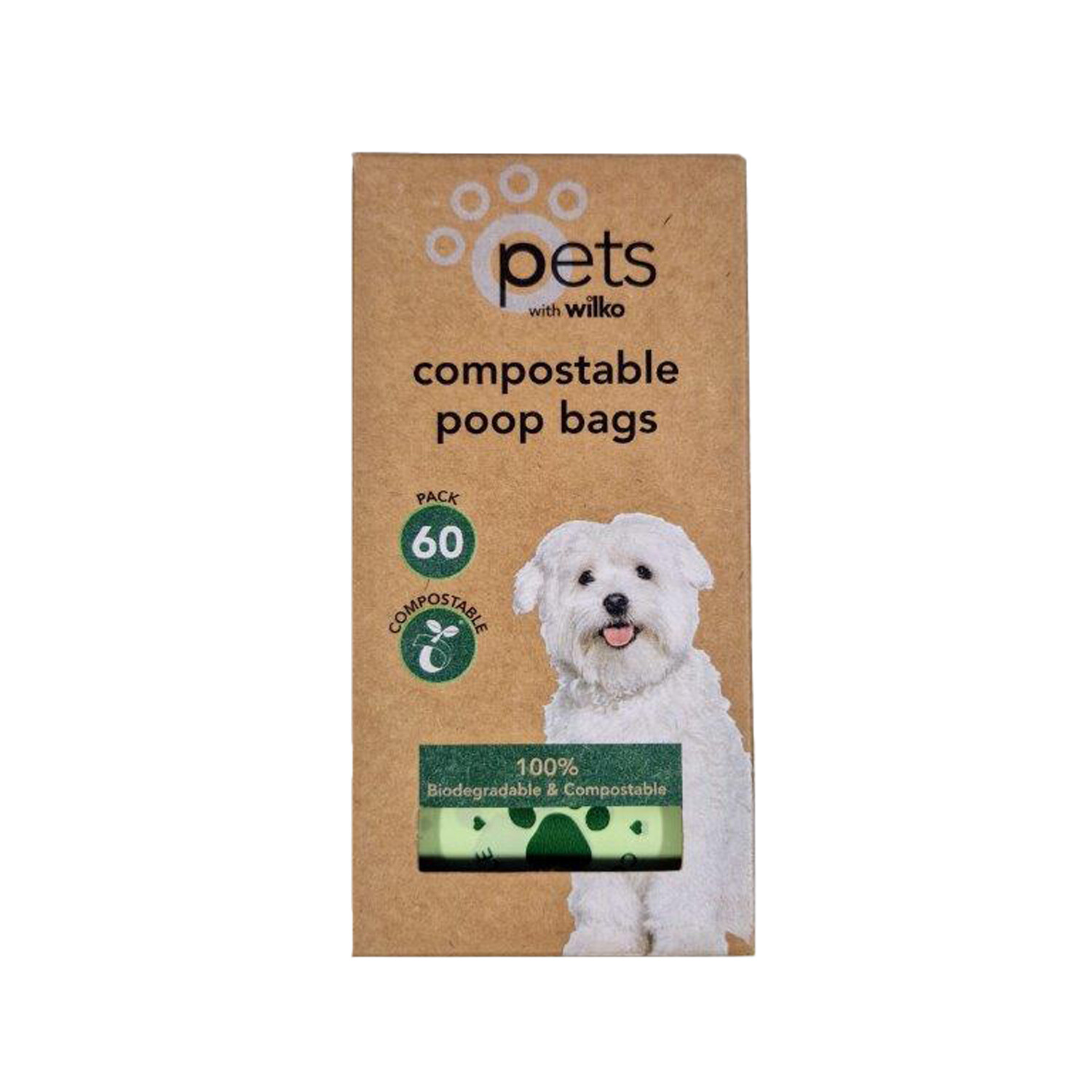 Pack of 60 Compostable Poop Bags Green Image