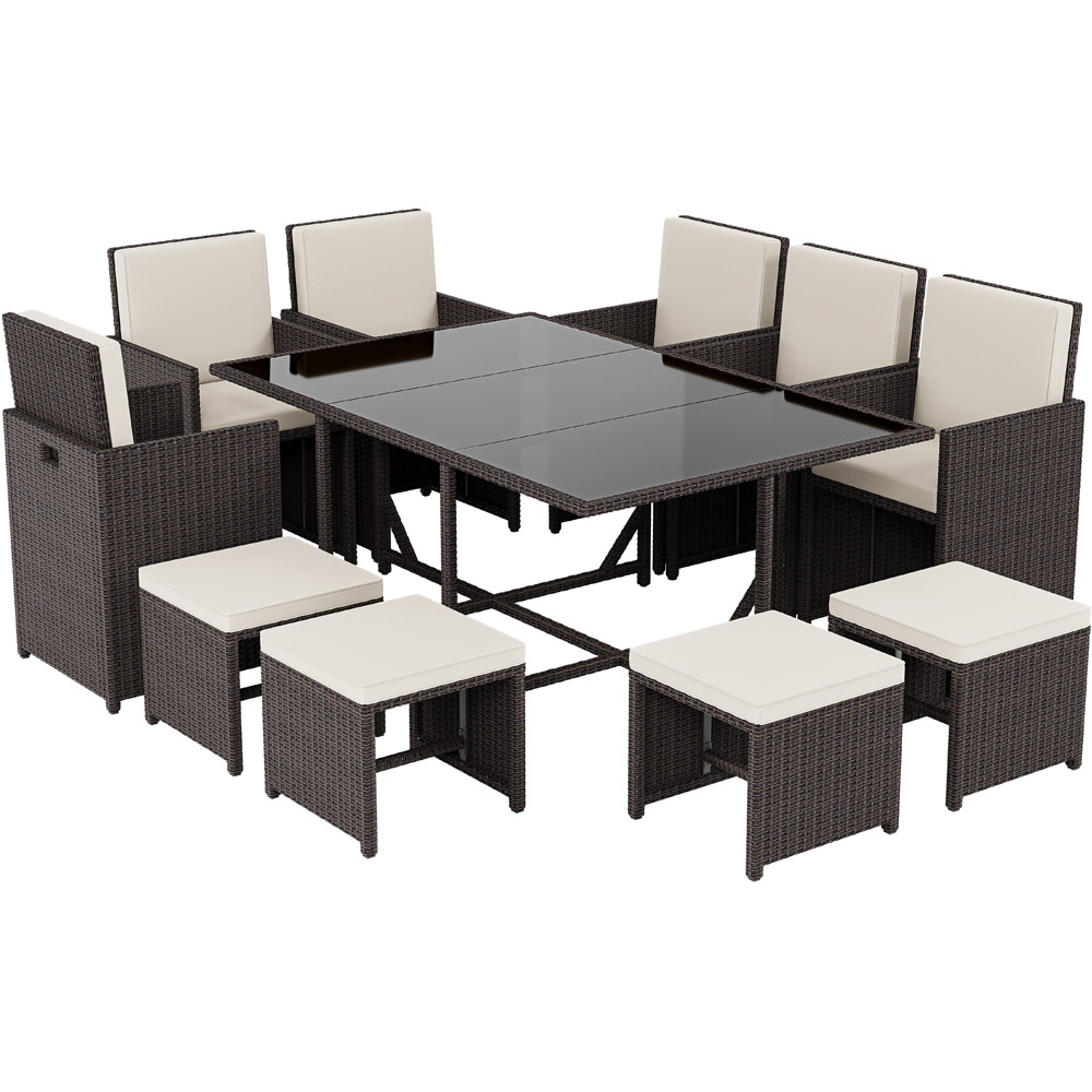 GARDEN VIDA Cuba Rattan Effect 8 Seater Garden Dining Set Brown Image 2