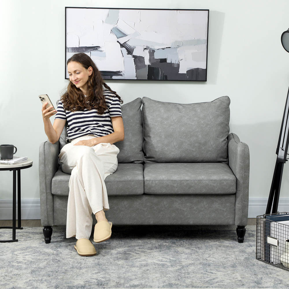 Portland 2 Seater Grey Modern Sofa Image 3