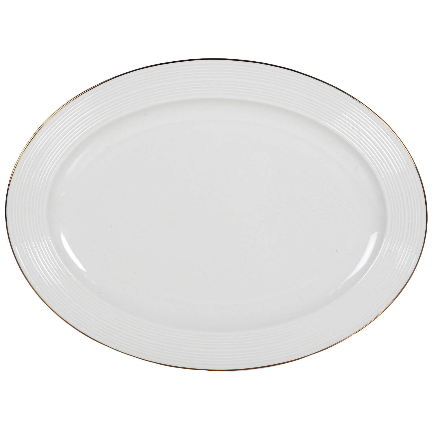 White Parisa Embossed Oval Platter Image 1