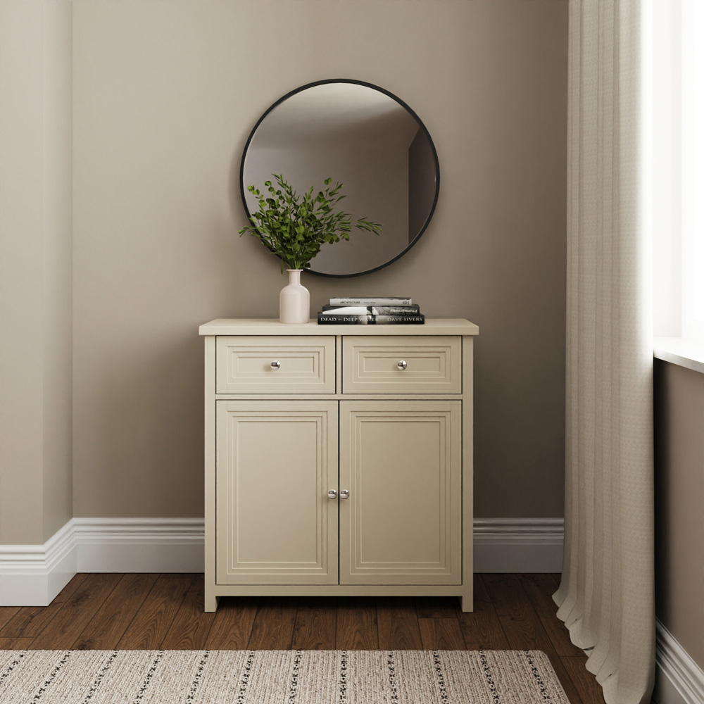 GFW Oakley 2 Door 2 Drawer Stone Compact Sideboard Image 8