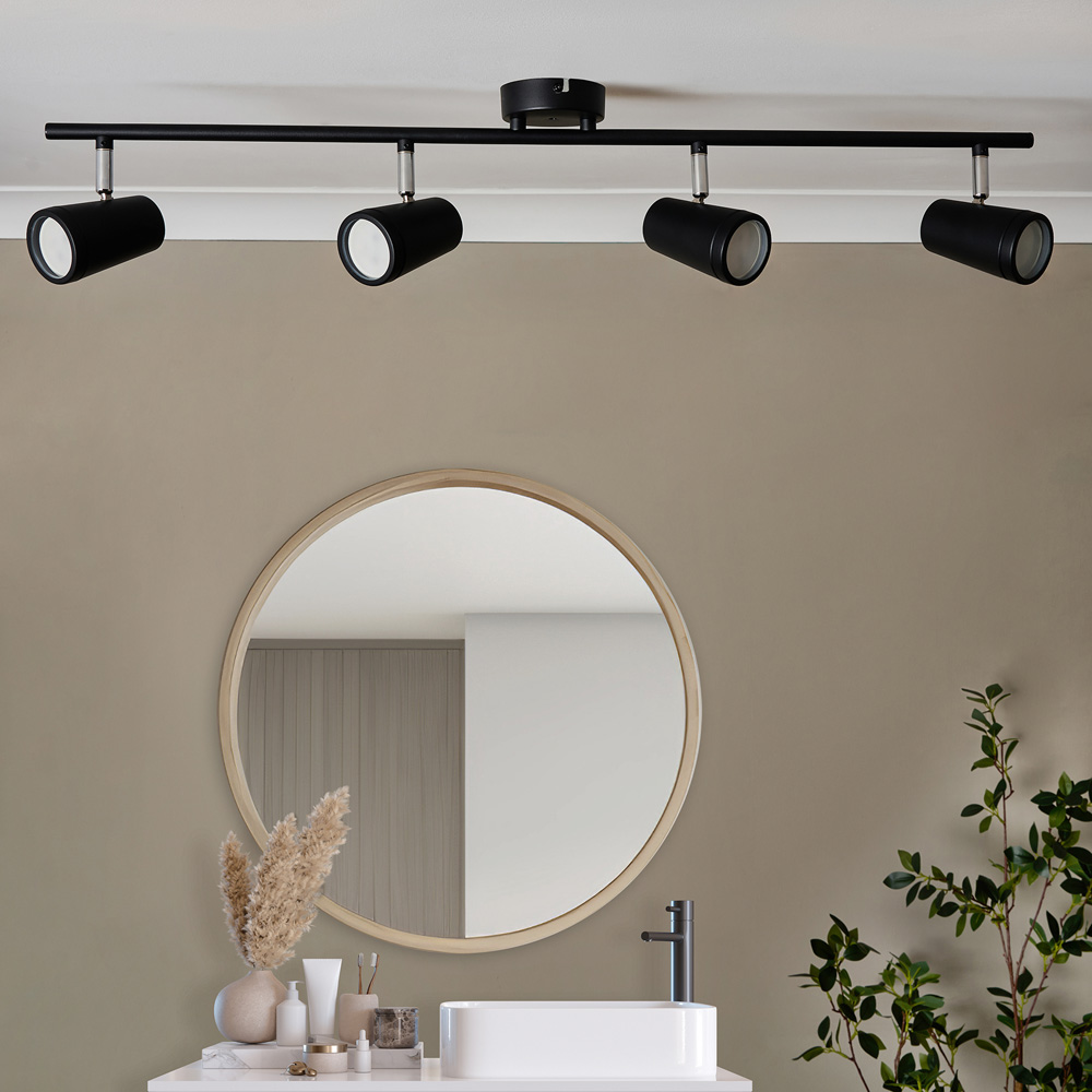 Spa Flora Black 4 Light IP44 Flush Ceiling Bar Image 6
