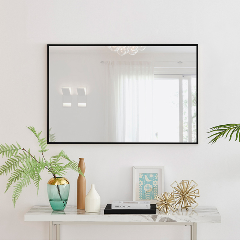Furniturebox Austen Rectangular Black Metal Wall Mirror 100 x 66cm Image 8