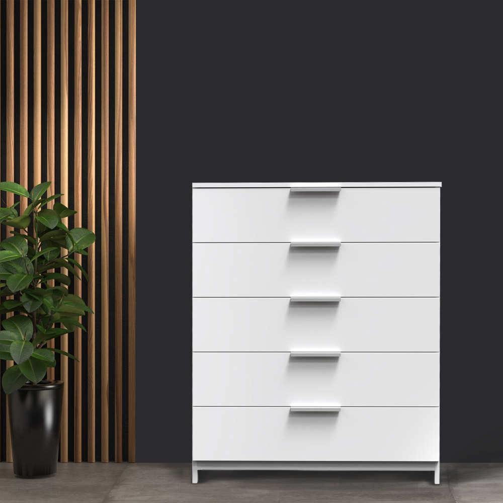 Crowndale Plymouth 5 Drawer White Chest Ready Assembled Image 6