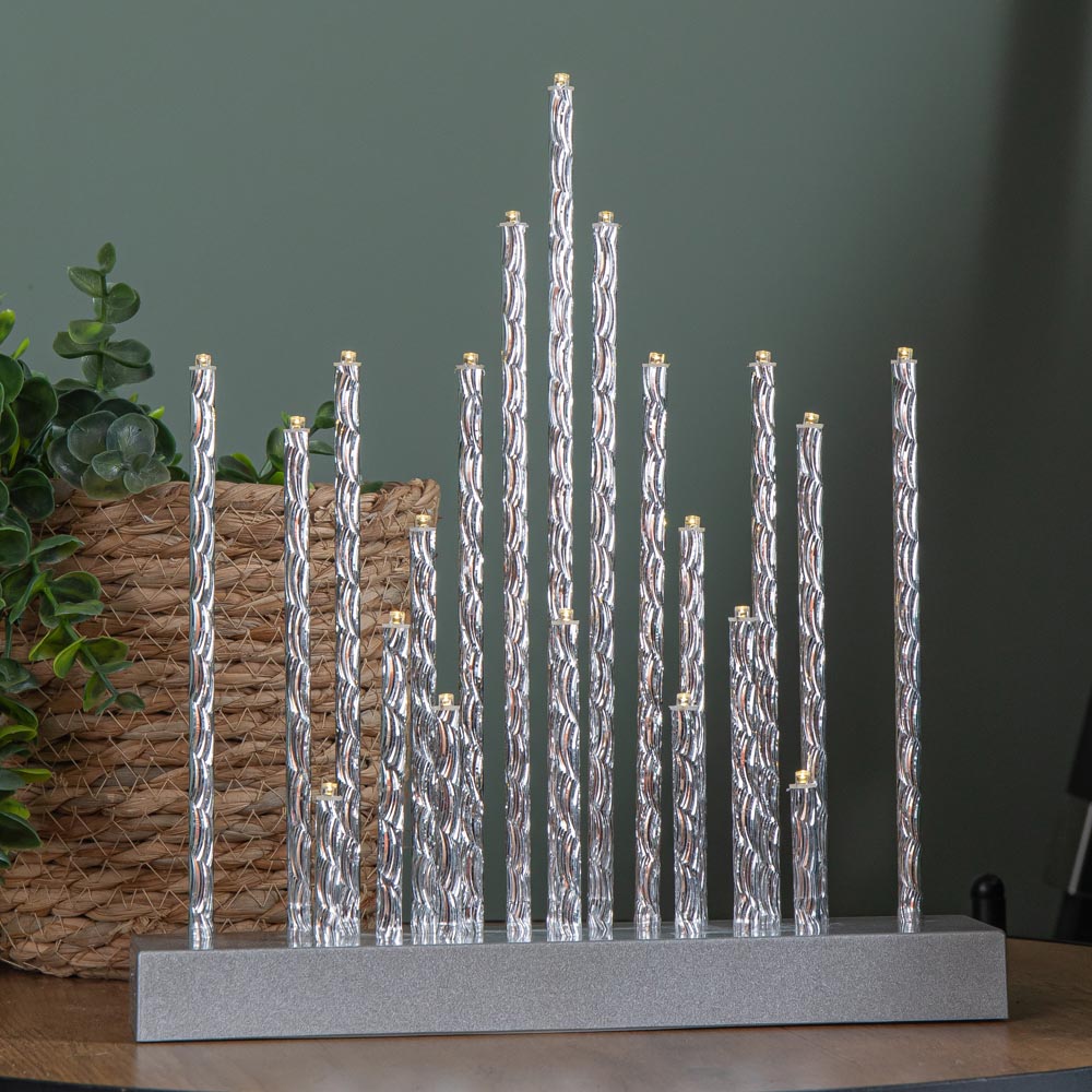 Samuel Alexander 20 Silver LED Candle Bridge 27cm Image 9