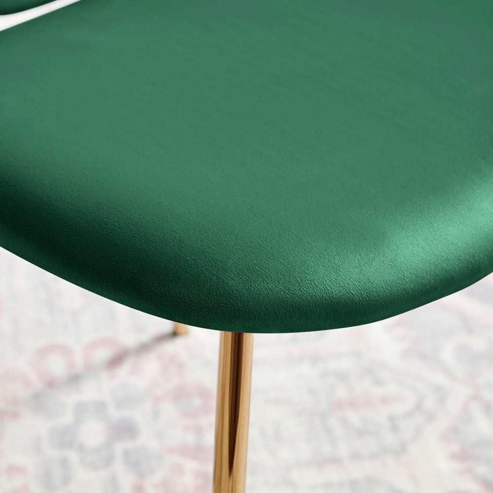Furniturebox Holly Set of 2 Green and Gold Velvet Dining Chairs Image 3