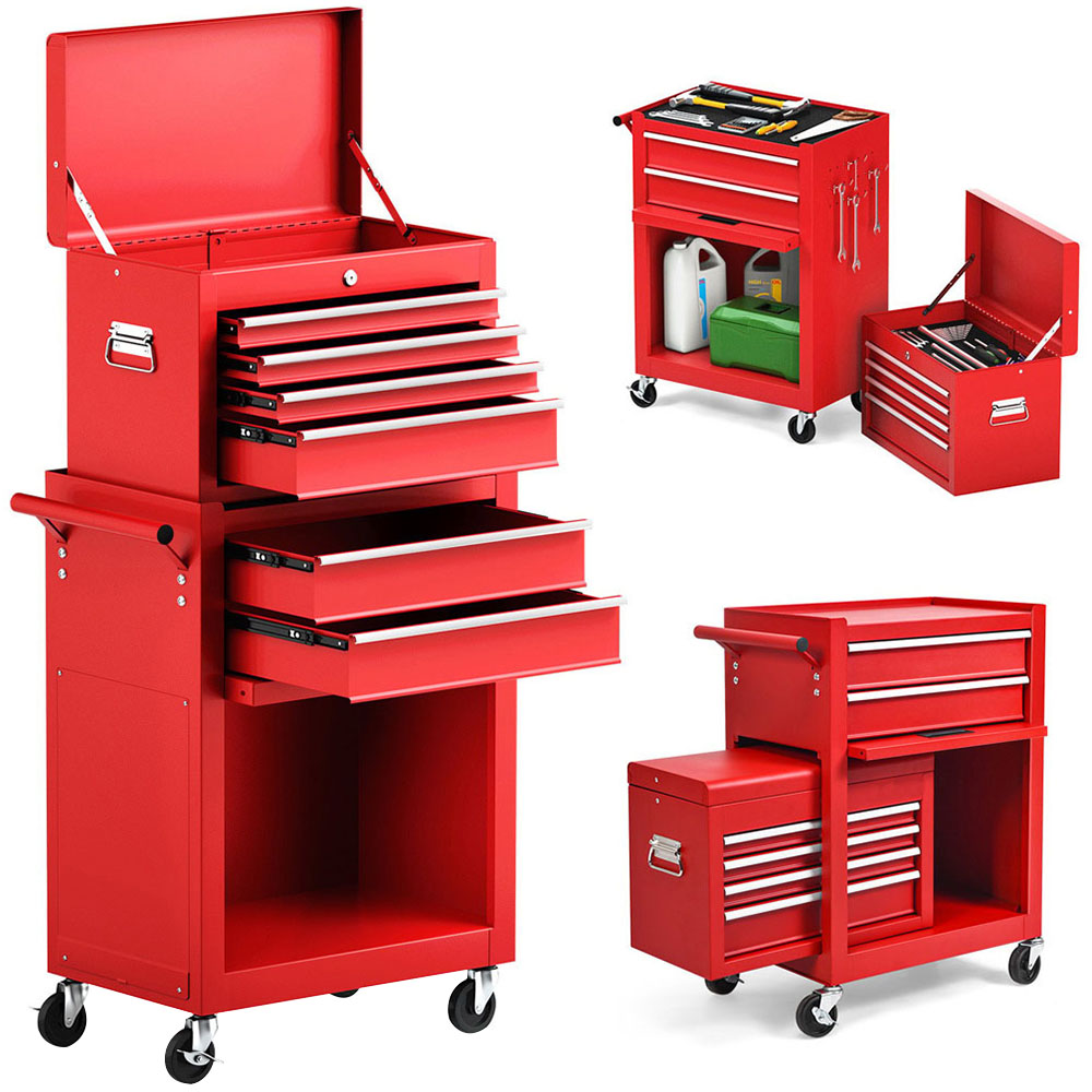 Costway 6 Drawer Red Detachable Tool Storage Cabinet Image 1
