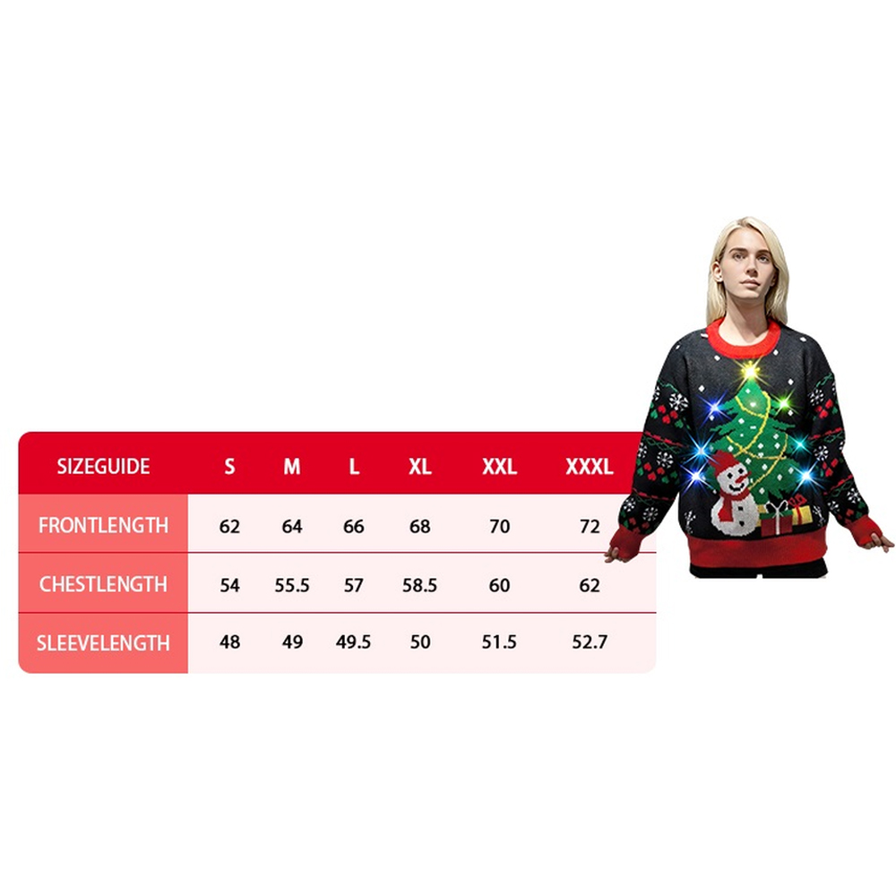 Noel Square Snowman and Tree LED Xmas Jumper Large Multicolour Image 6