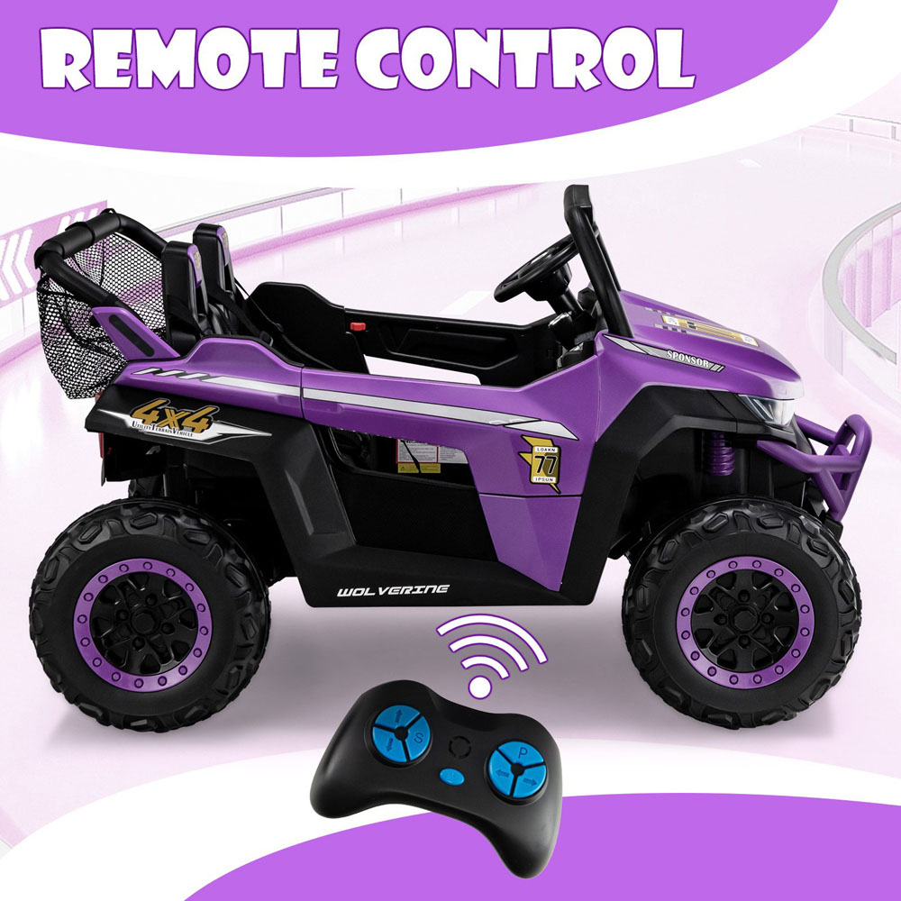 Costway Purple 2 Seater Battery Powered Electric Kids Ride on UTV Car Image 3
