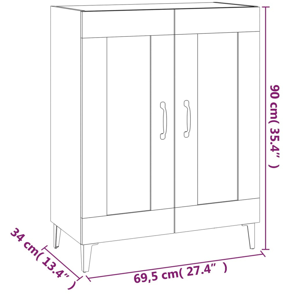 vidaXL 2 Door Sonoma Oak Sideboard with Metal Handles Image 9