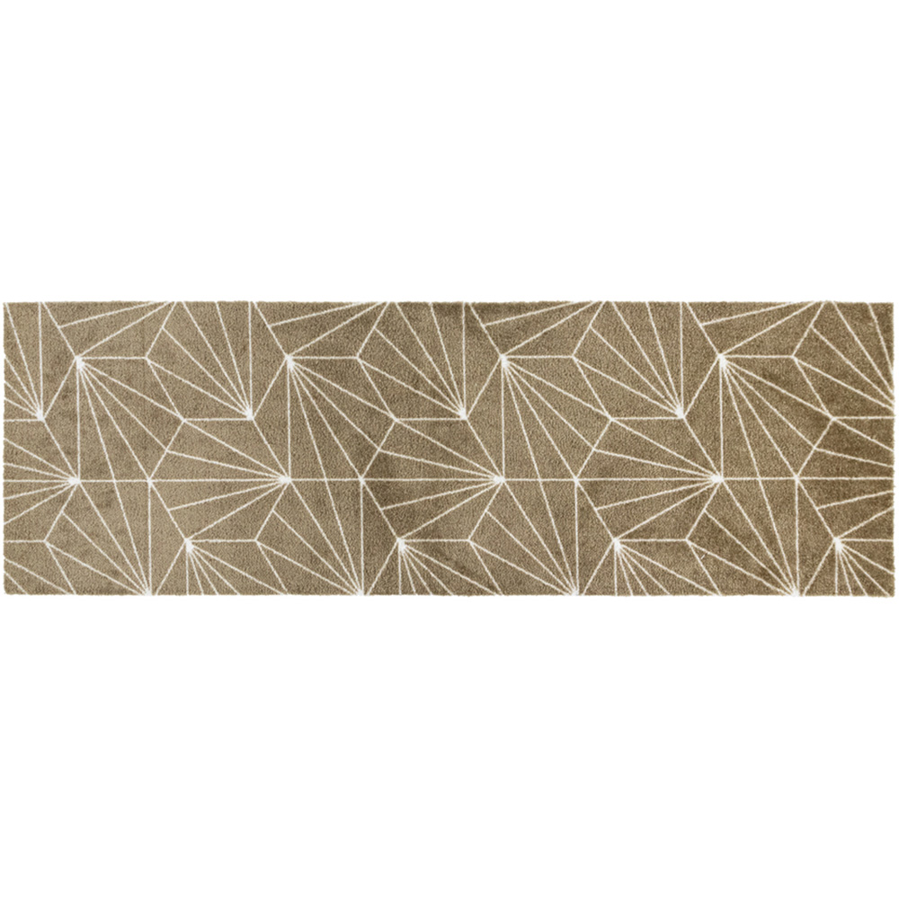 JVL Mega Brown Geo Latex Backed Door Mat and Runner Set Image 5