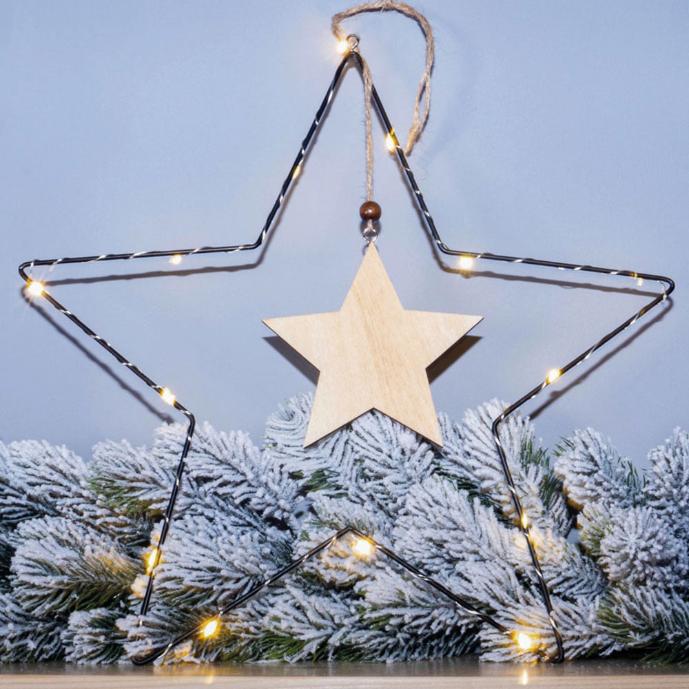 Xmas Haus Black LED Metal Christmas Star Silhouette Image 1