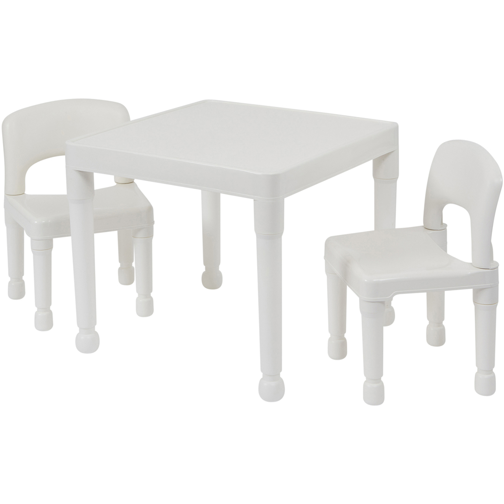 Liberty House Toys Kids White Plastic Table and 2 Chairs Set Image 2