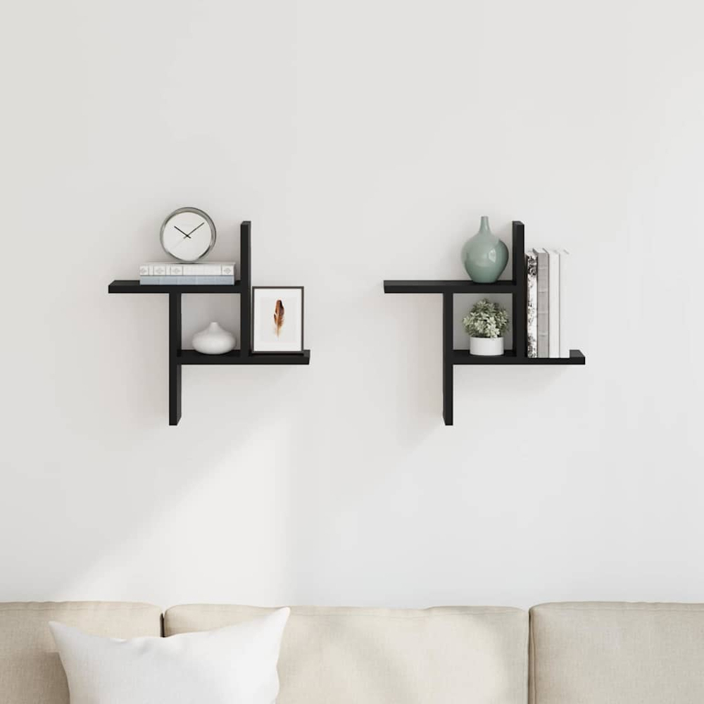 vidaXL 3 Shelf Wall Shelf Set of 2 Image 3