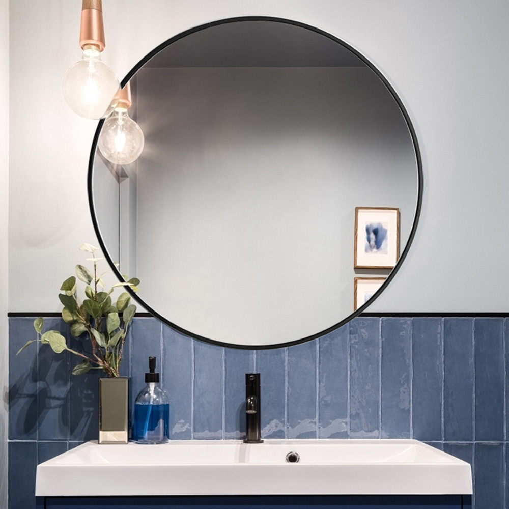 Living and Home Black Frame Nordic Wall Mounted Bathroom Mirror 40cm Image 4