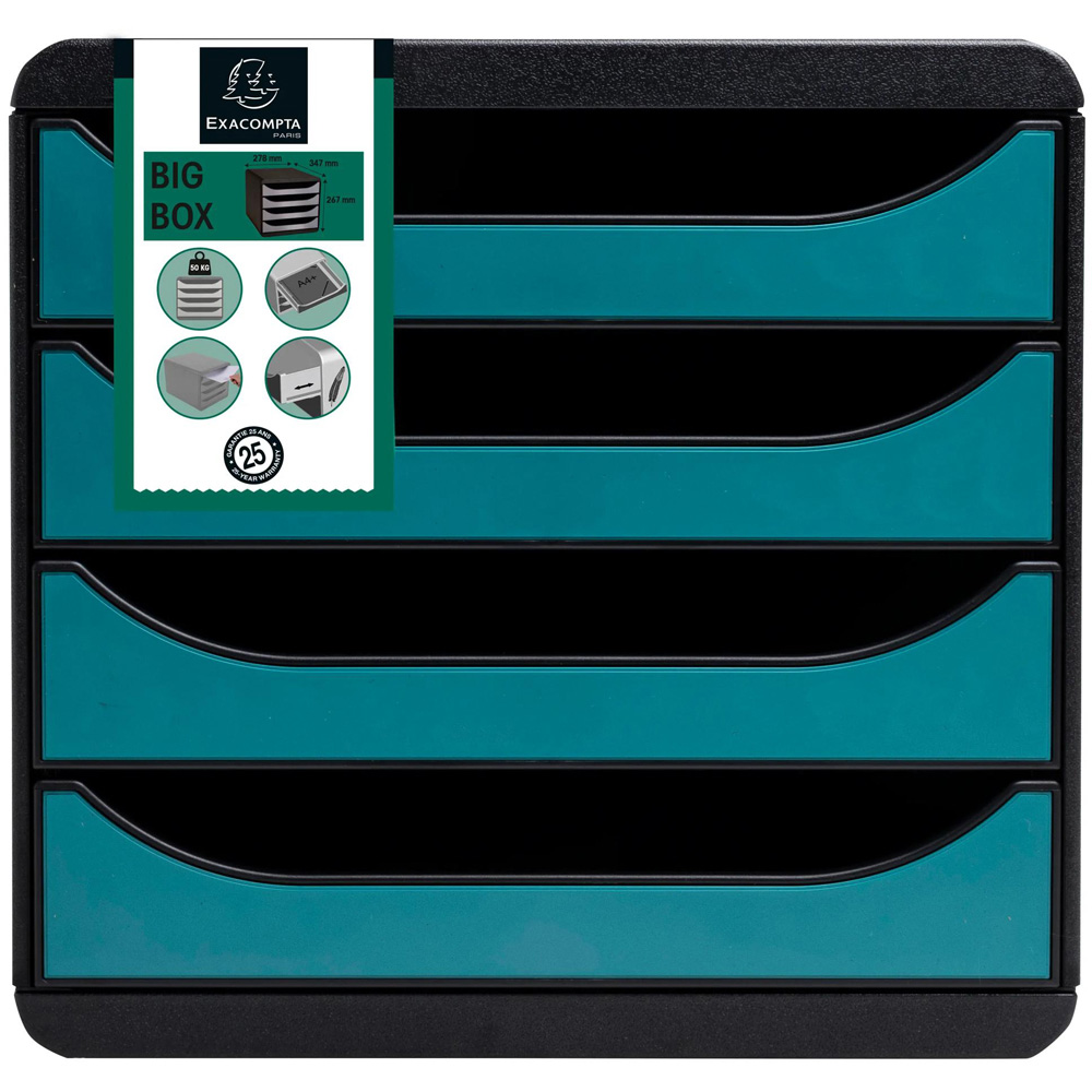 Exacompta Skandi 4 Drawer Pacific Blue Big Filing Box Image 6