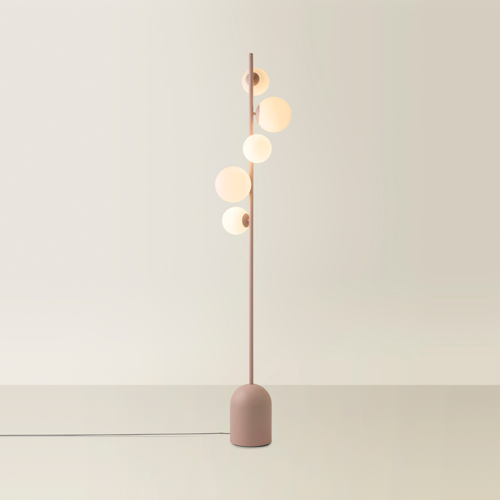 ValueLights Marlow Blush Pink Globe LED Floor Lamp Image 5