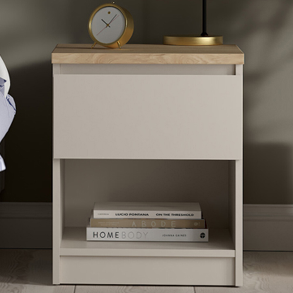 Florence Naia Single Drawer Single Shelf Cashmere Jackson Hickory Bedside Table Image 1