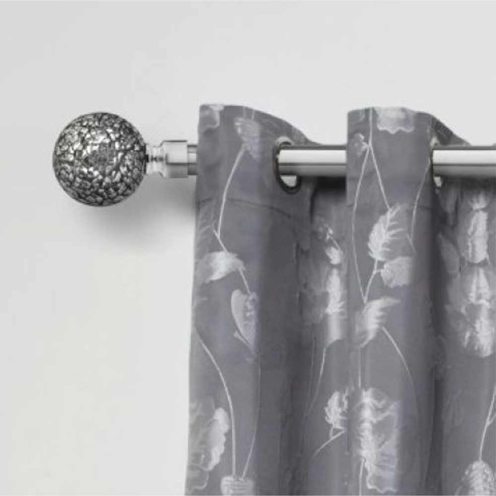 New Edge Blinds Mirrored 160-300cm Extendable Chrome Eyelet Metal Curtain Pole Set Image 2