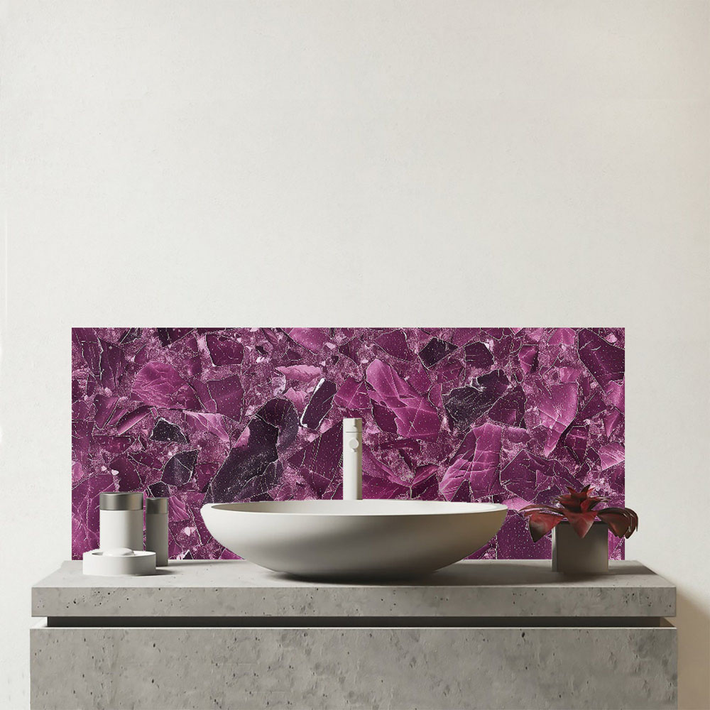 Warren Reed Designer Damson Quartz Effect Bathroom Splashback 25 x 60cm Image 1