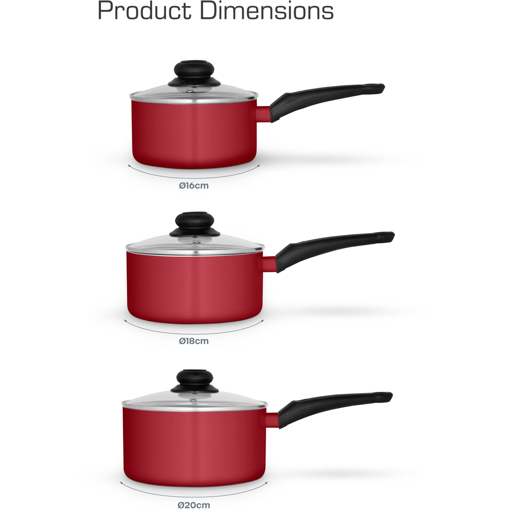 Swan Townhouse 3 Piece Red Aluminium Non-Stick Saucepan Set Image 9