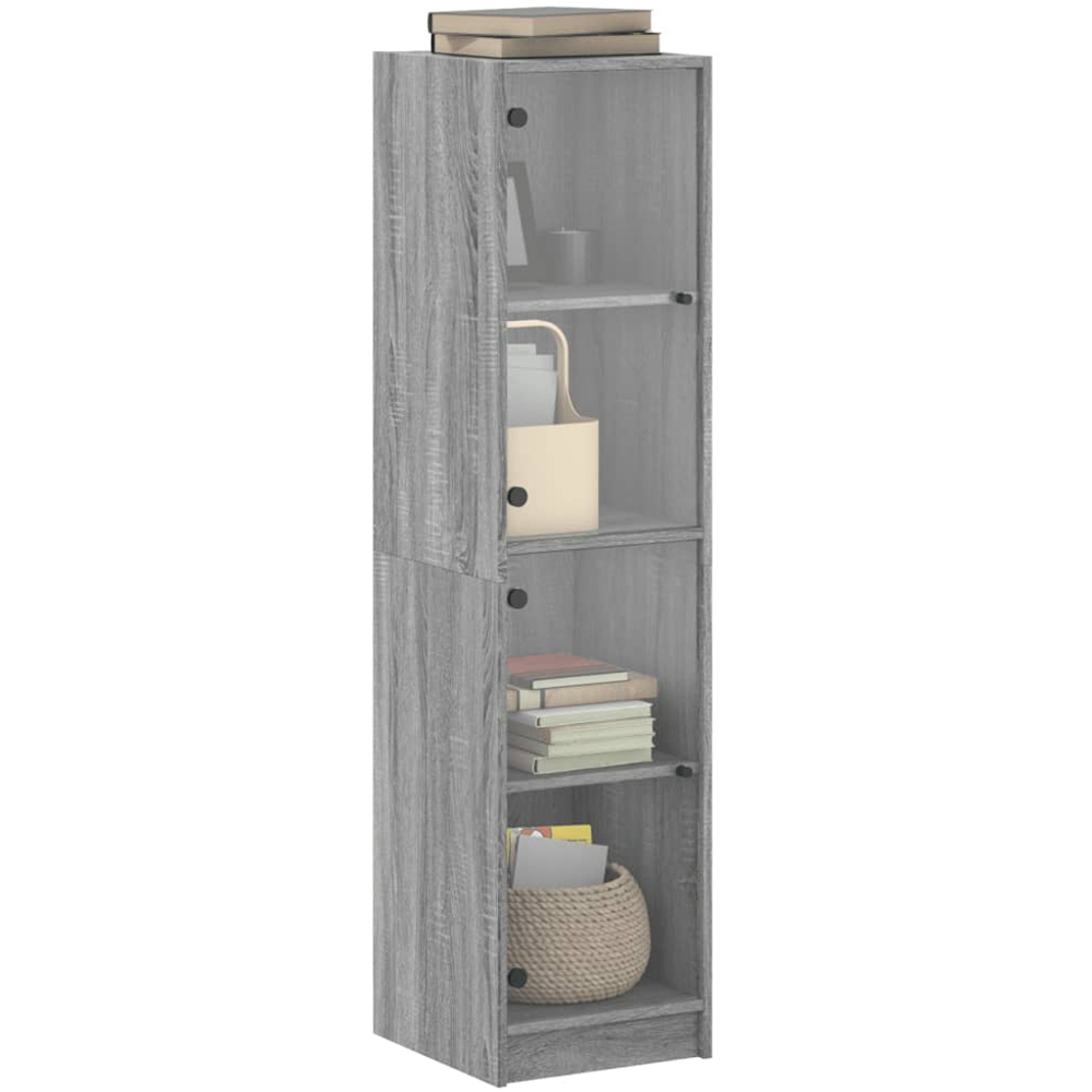 vidaXL 2 Glass Door Grey Sonoma Highboard Image 4