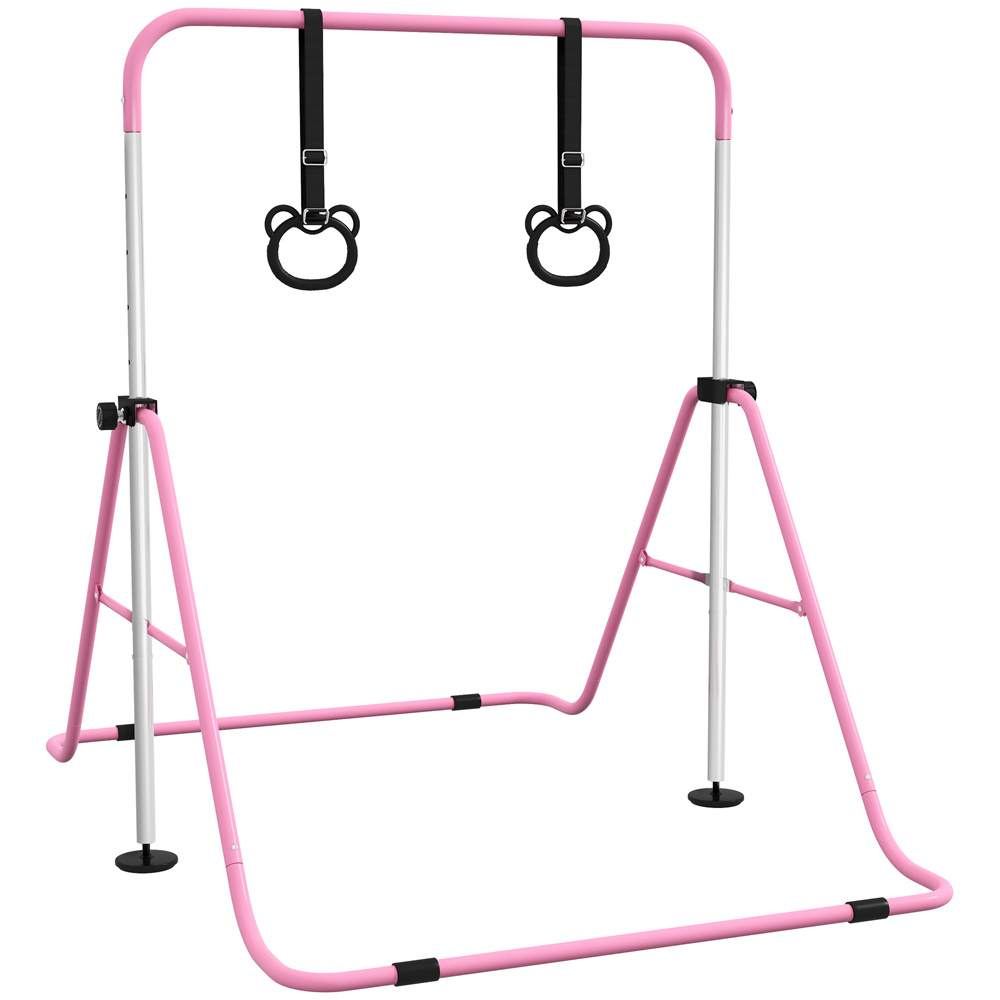 Tommy Toys Kids Pink Adjustable Height Foldable Gymnastics Bar Image 1