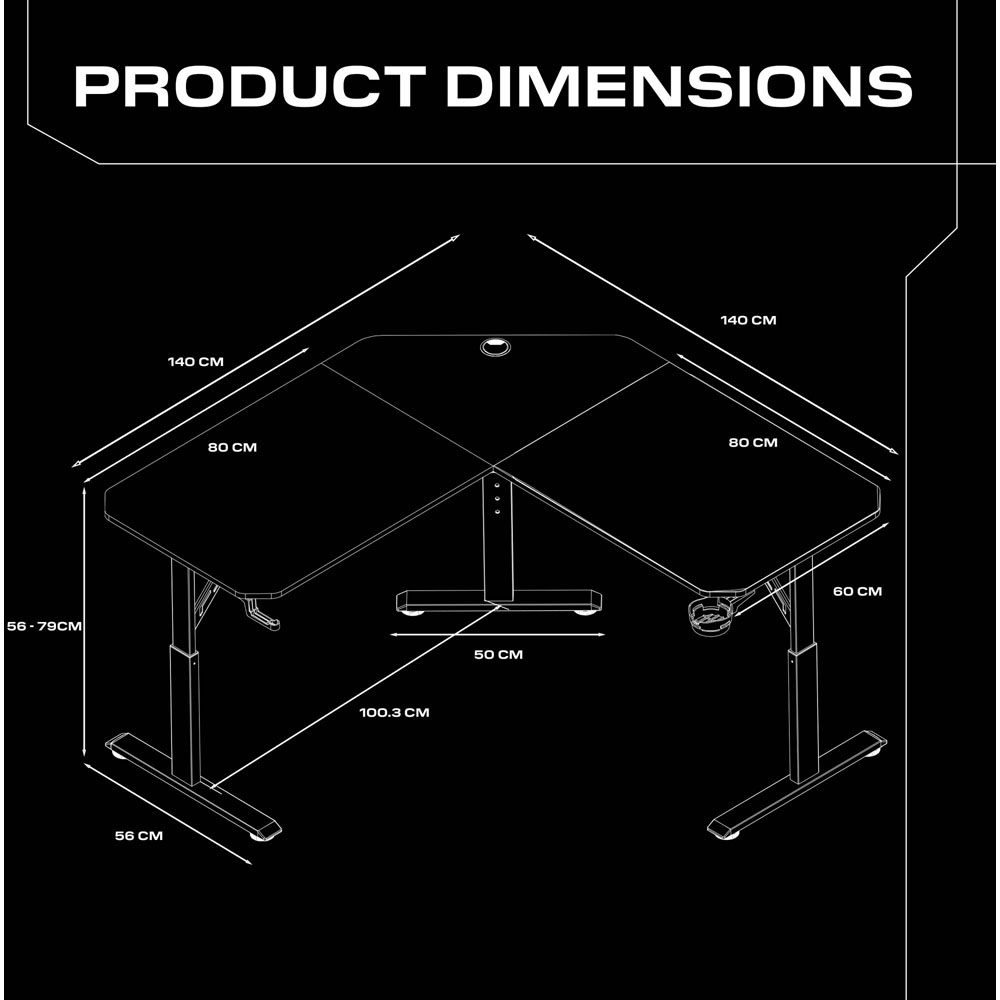 X Rocker Cougar Height Adjustable Corner Gaming Desk with Mousepad Black Image 7