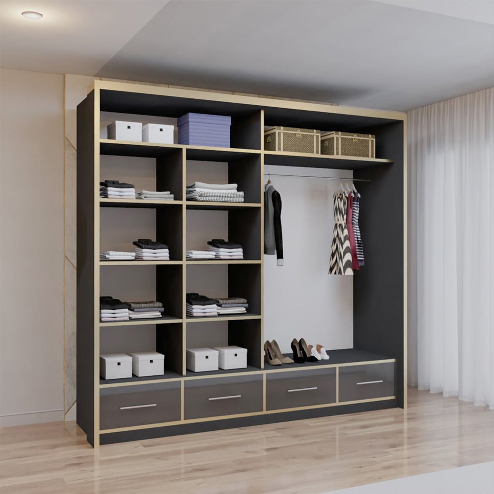 Sliding Wardrobes 4U 2 Sliding Door Black Modern High Gloss Mirrored Wardrobe Image 4