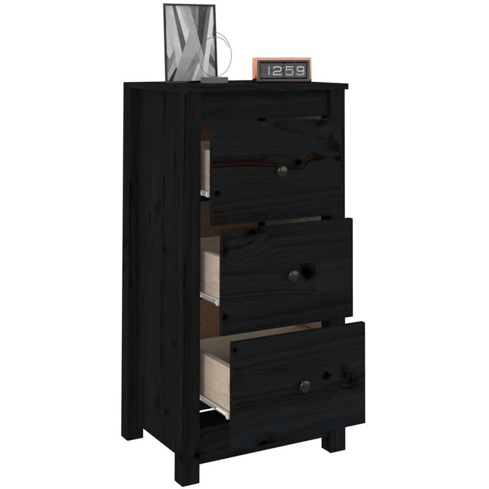 vidaXL 3 Drawer Black Wooden Sideboard Set of 2 Image 5