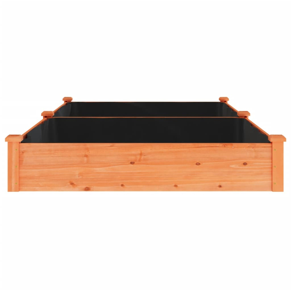 vidaXL Brown Solid Fir Wood Raised Garden Bed with Liner 25 x 240 x 120cm Image 4