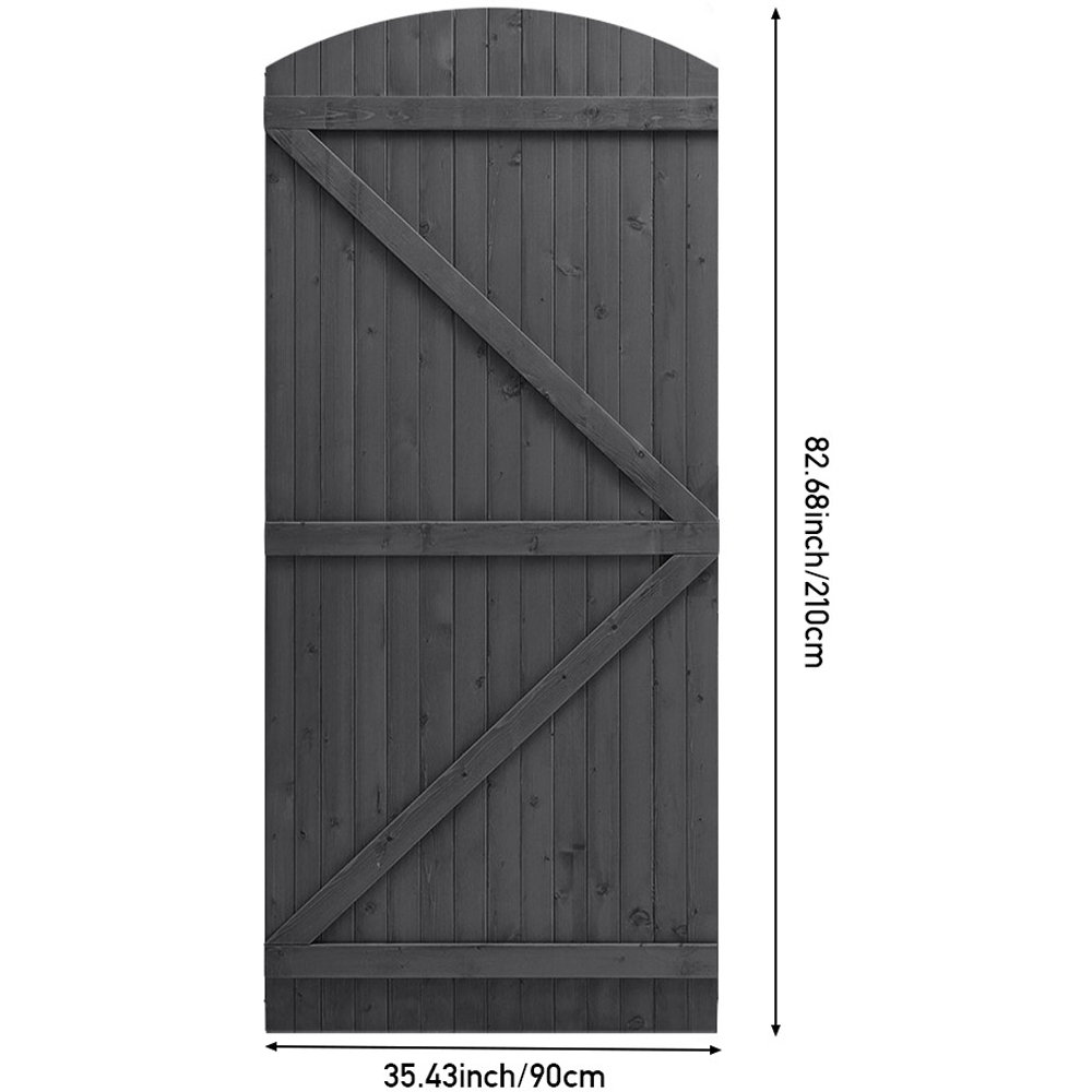 Living and Home Grey Semi Braced Arch Freestanding Wooden Garden Tomber Gate with Latch 210 x 90cm Image 9