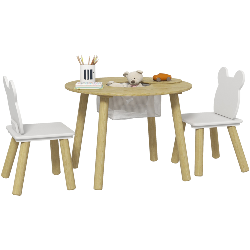 AIYAPLAY 2 Seater Kids Table and Chair Set with Centre Mesh Bag Image 2
