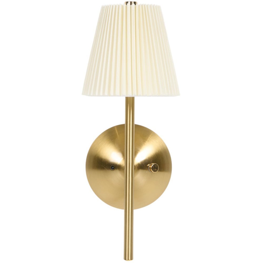 Battery Operated Pleated Wall Light Cream and Gold Image 1