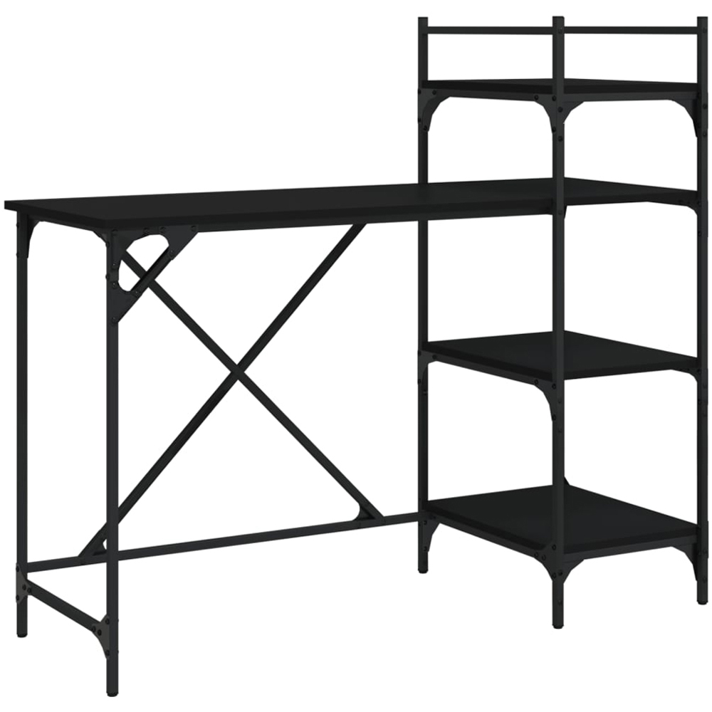 vidaXL 4 Shelf Industrial Style Computer Desk Black Image 6