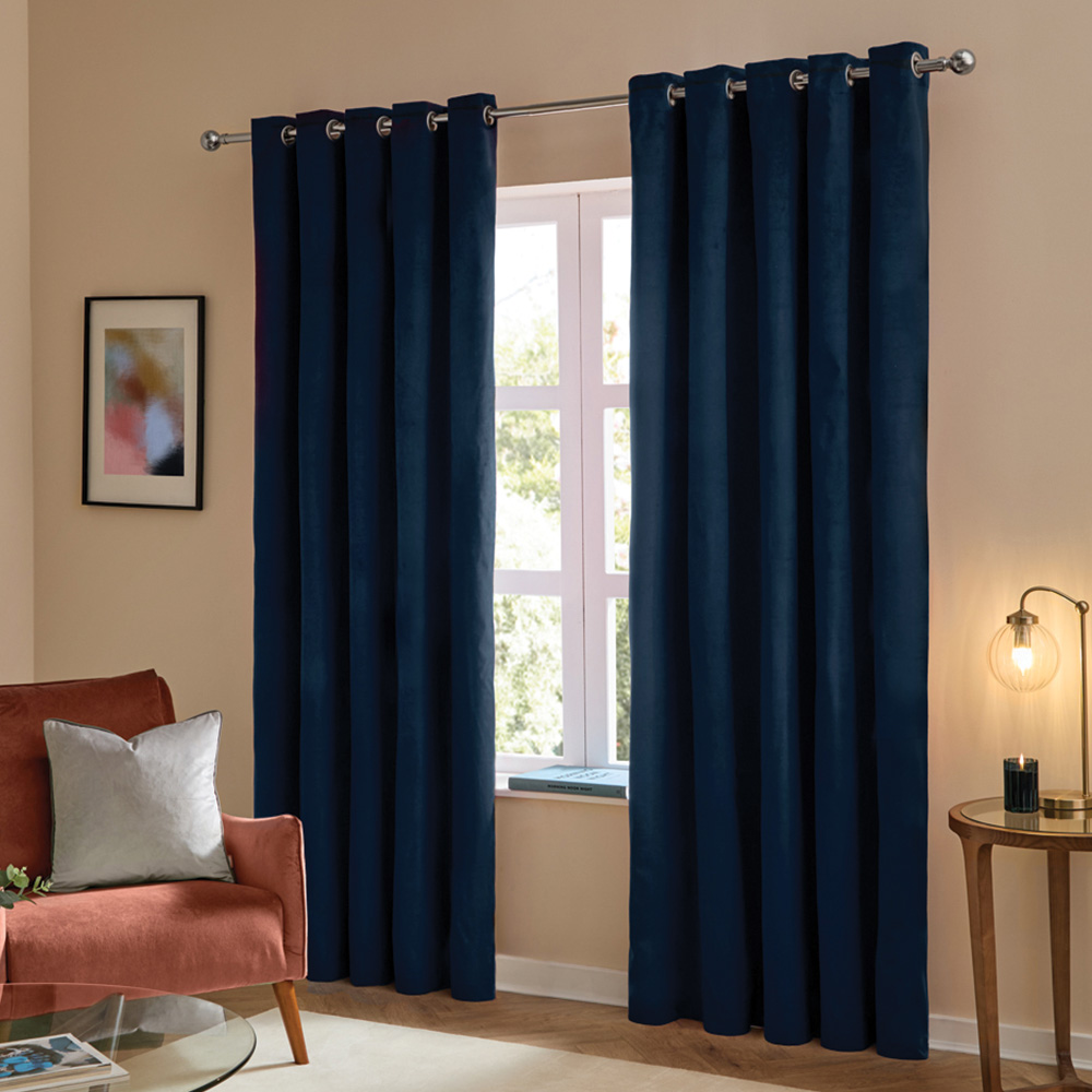 Furn The Ultimate Royal Velvet Fully Lined Eyelet Curtains 168 x 229cm Image 1